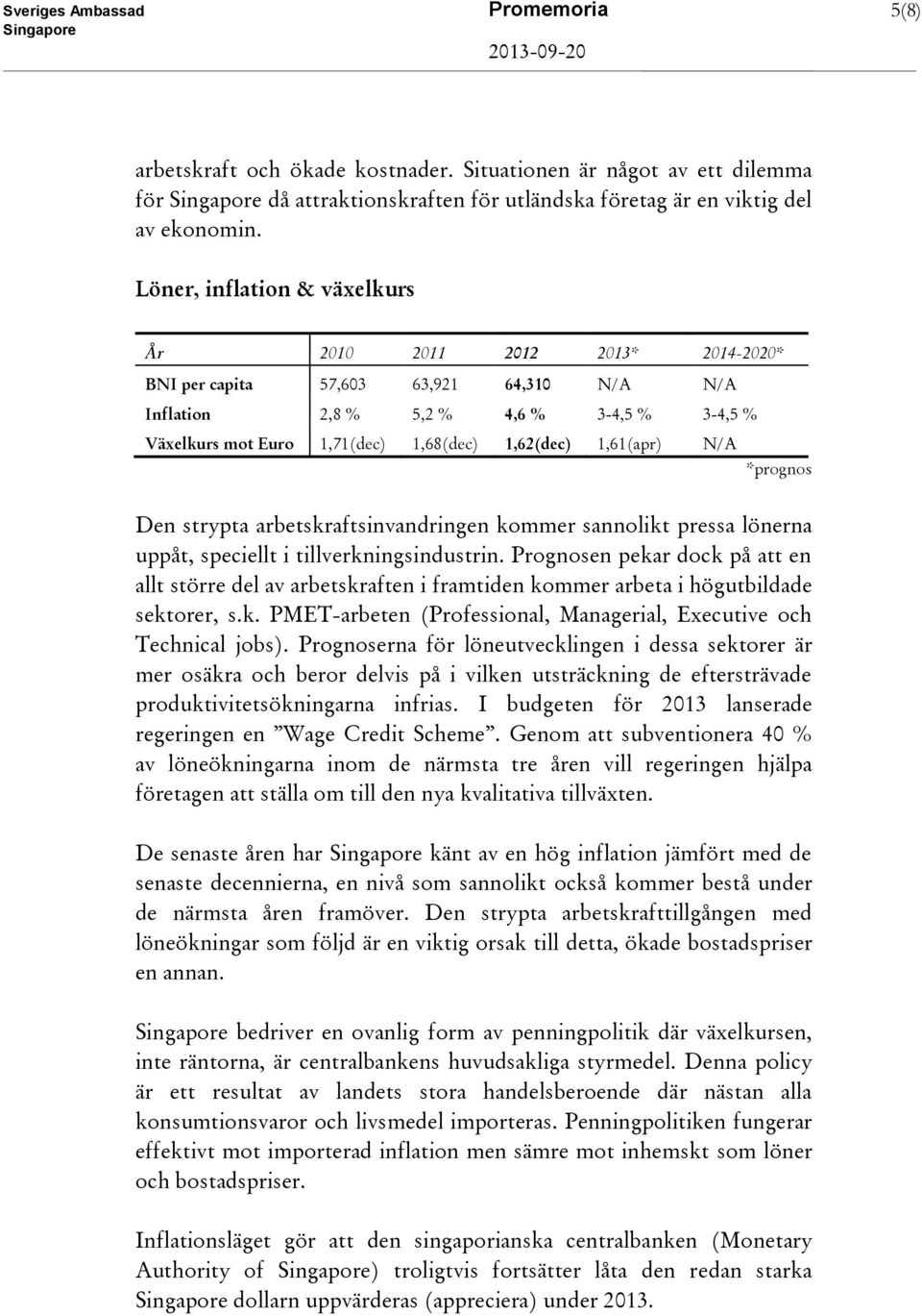 1,62(dec) 1,61(apr) N/A *prognos Den strypta arbetskraftsinvandringen kommer sannolikt pressa lönerna uppåt, speciellt i tillverkningsindustrin.