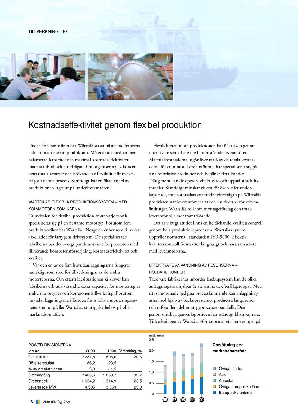 Omorganisering av koncernens totala resurser och utökande av flexibilitet är nyckelfrågor i denna process. Samtidigt har en ökad andel av produktionen lagts ut på underleverantörer.