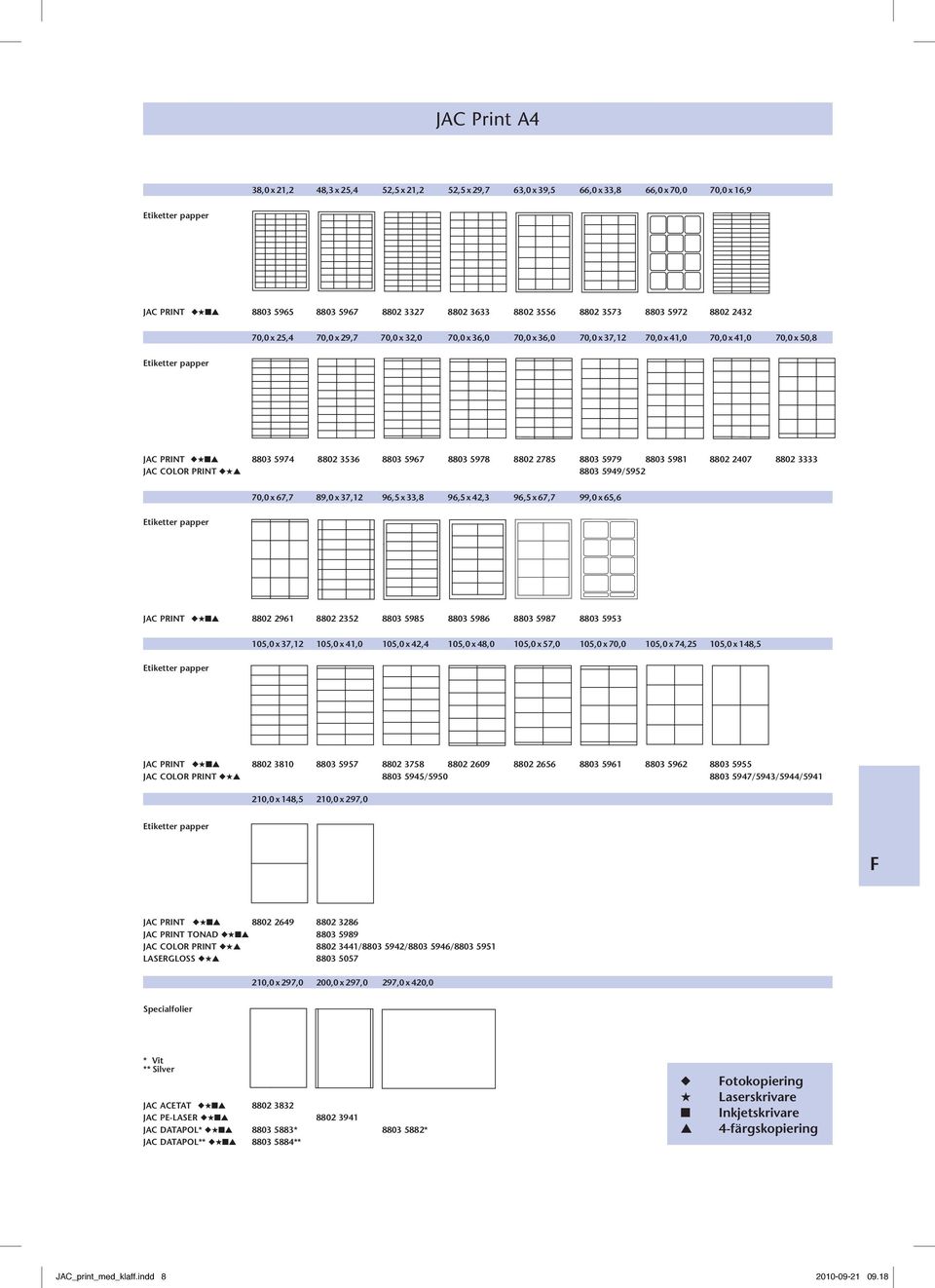 8802 3333 JAC Color Print 8803 5949/5952 70,0 x 67,7 89,0 x 37,12 96,5 x 33,8 96,5 x 42,3 96,5 x 67,7 99,0 x 65,6 JAC PRINT 8802 2961 8802 2352 8803 5985 8803 5986 8803 5987 8803 5953 105,0 x 37,12