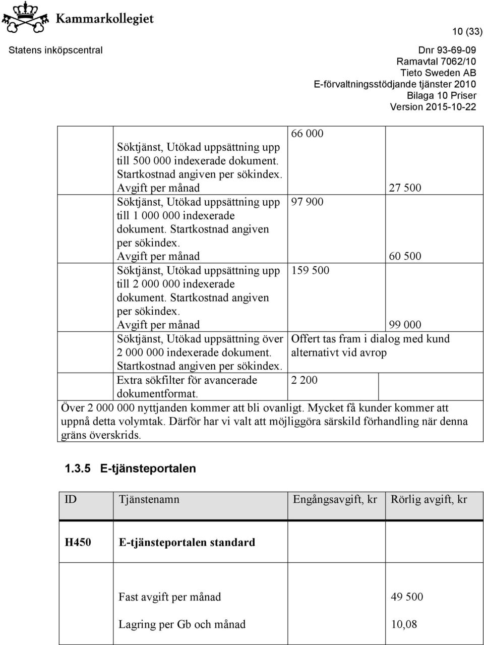 Avgift per månad Söktjänst, Utökad uppsättning över 2 000 000 indexerade dokument. Startkostnad angiven per sökindex.