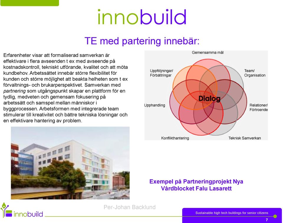 Samverkan med partnering som utgångspunkt skapar en plattform för en tydlig, medveten och gemensam fokusering på arbetssätt och samspel mellan människor i byggprocessen.