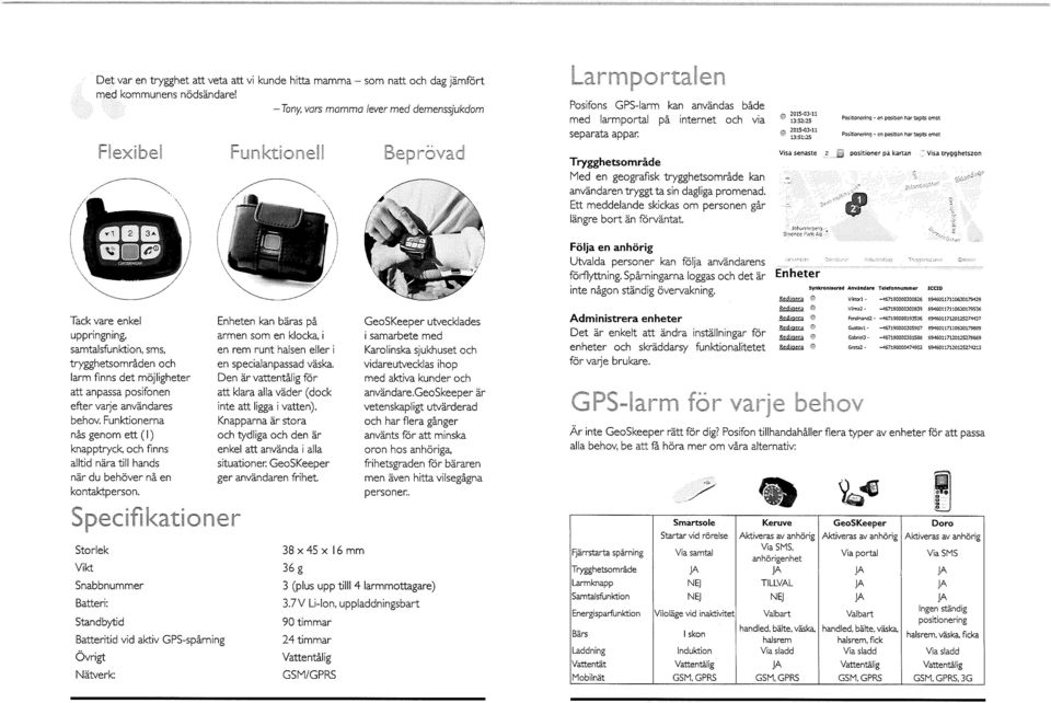 2S15-C3-11 13:51:25 Pcsitionering - en posiöon har Tagits e^not Trygghetsområde Med en geografisk trygghetsområde kan användaren tryggt ta sin dagliga promenad.