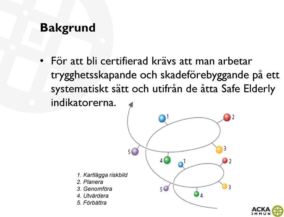 sätt och utifrån de åtta Safe Elderly indikatorerna. 1.