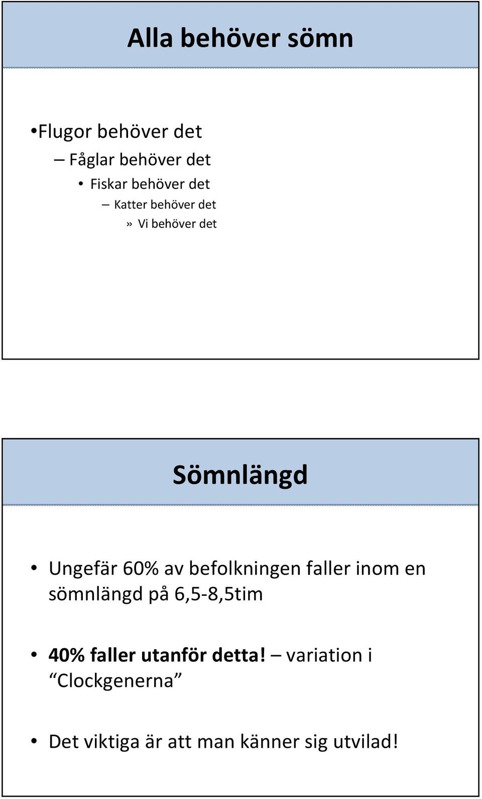 av befolkningen faller inom en sömnlängd på 6,5-8,5tim 40% faller