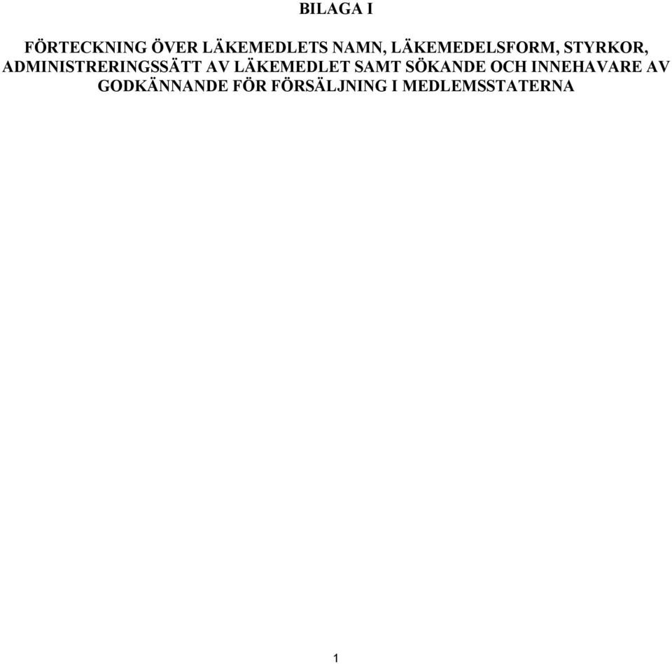 AV LÄKEMEDLET SAMT SÖKANDE OCH INNEHAVARE AV