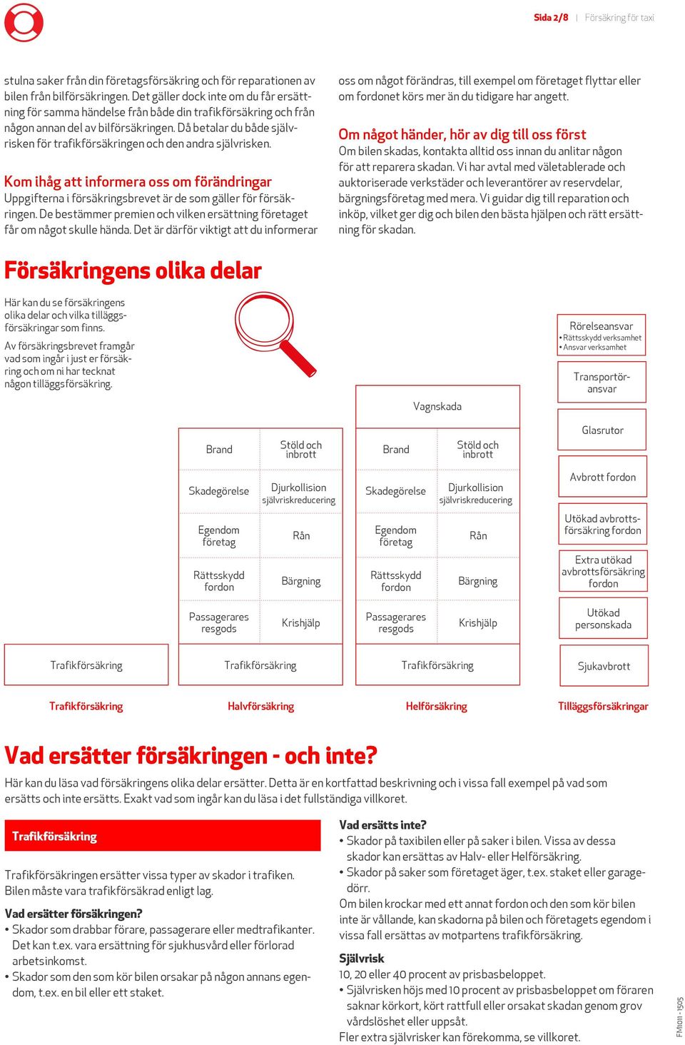 Då betalar du både självrisken för trafikförsäkringen och den andra självrisken. Kom ihåg att informera oss om förändringar Uppgifterna i försäkringsbrevet är de som gäller för försäkringen.