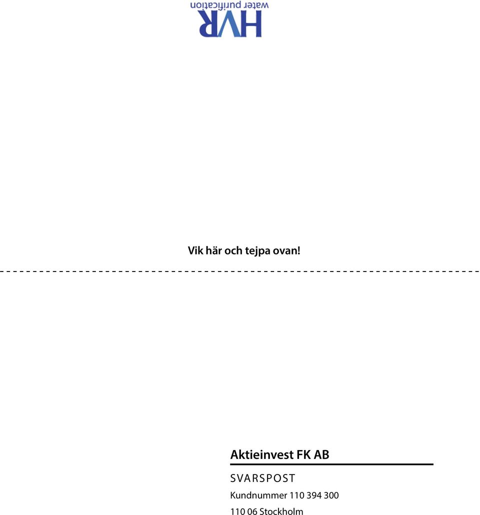 SVARSPOST Kundnummer