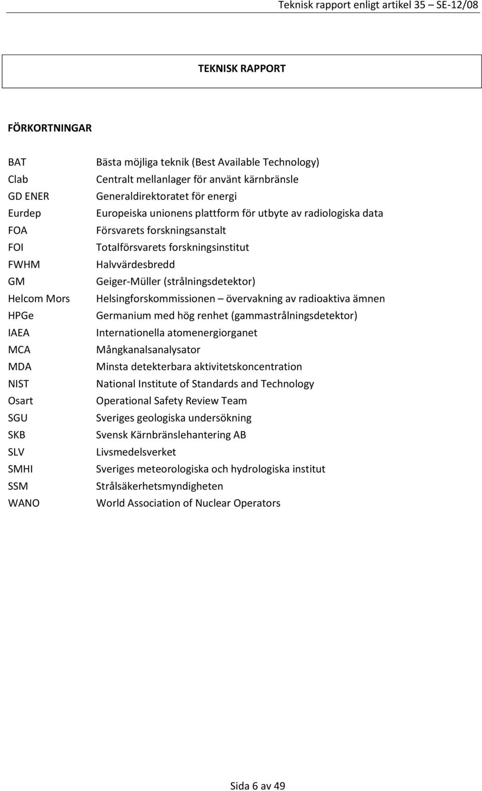 Halvvärdesbredd Geiger-Müller (strålningsdetektor) Helsingforskommissionen övervakning av radioaktiva ämnen Germanium med hög renhet (gammastrålningsdetektor) Internationella atomenergiorganet