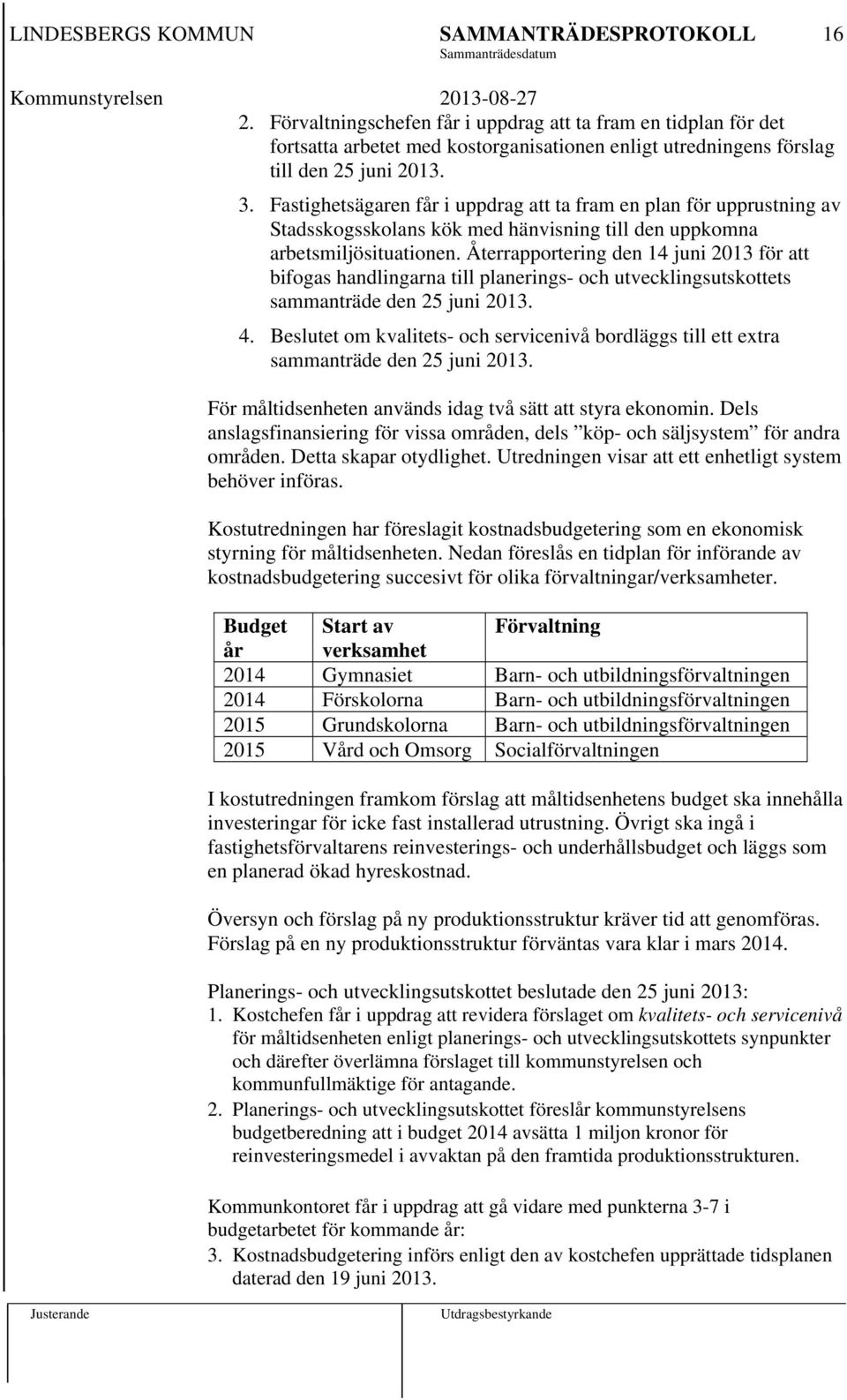 Återrapportering den 14 juni 2013 för att bifogas handlingarna till planerings- och utvecklingsutskottets sammanträde den 25 juni 2013. 4.