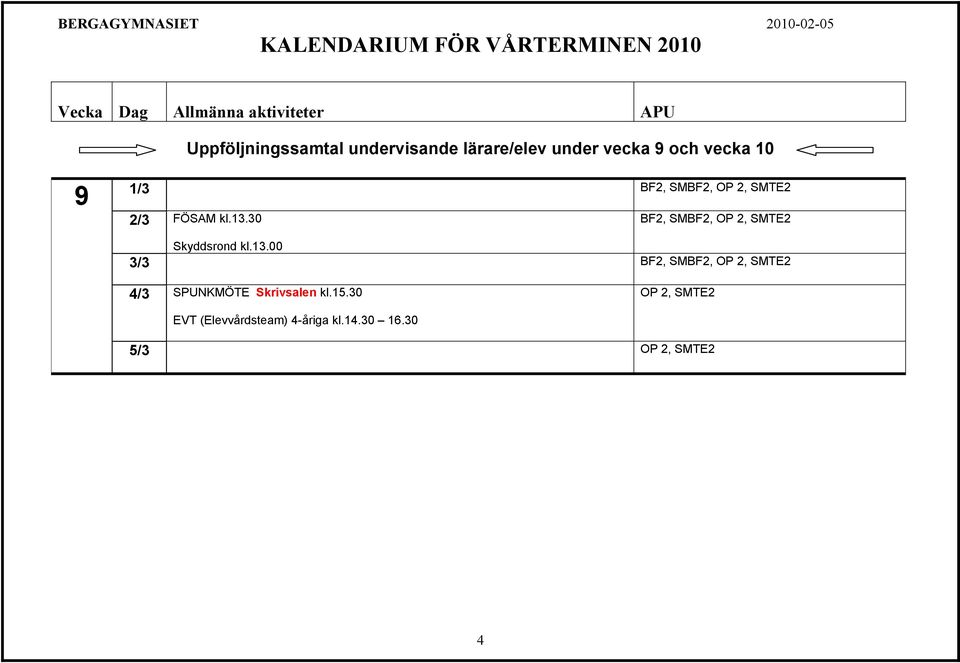 30 BF2, SMBF2, OP 2, SMTE2 Skyddsrond kl.13.