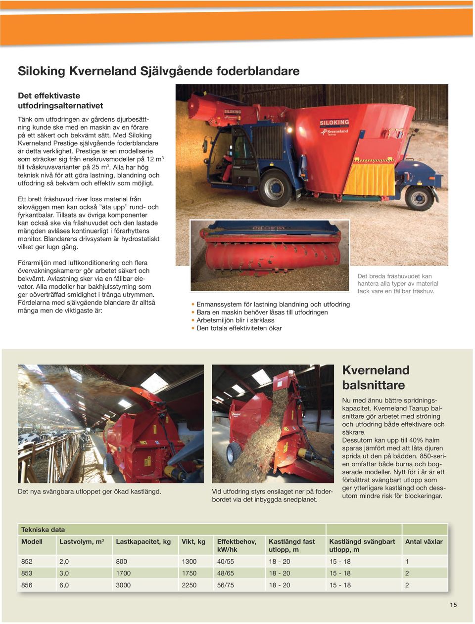 Alla har hög teknisk nivå för att göra lastning, blandning och utfodring så bekväm och effektiv som möjligt.