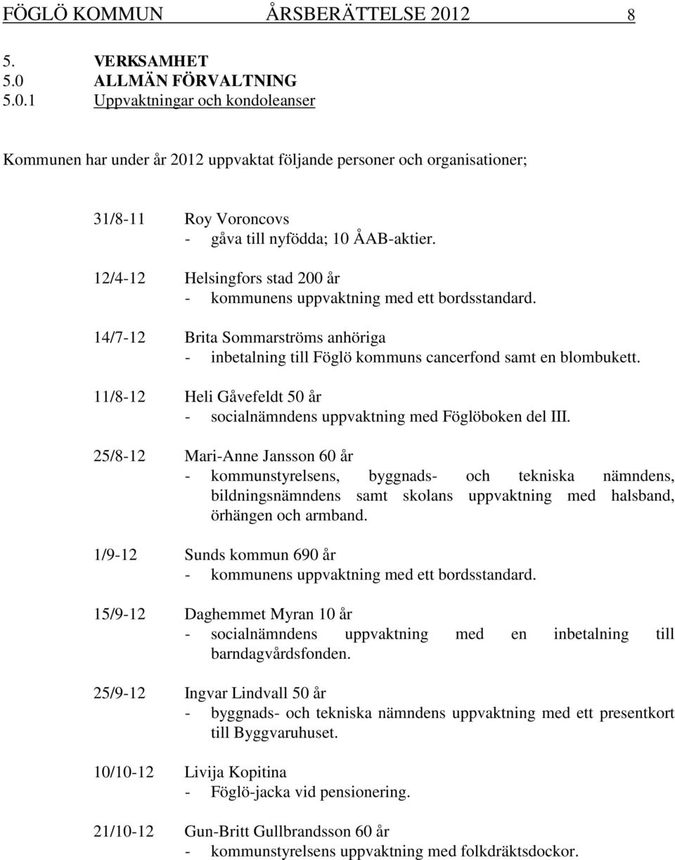 11/8-12 Heli Gåvefeldt 50 år - socialnämndens uppvaktning med Föglöboken del III.