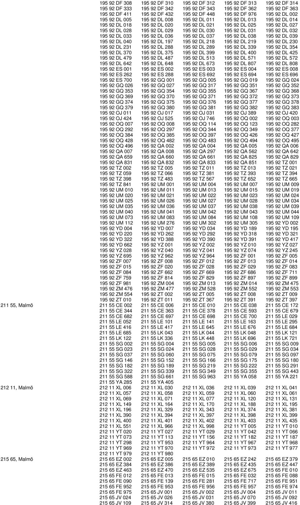 DL 031 195 92 DL 032 195 92 DL 033 195 92 DL 036 195 92 DL 037 195 92 DL 038 195 92 DL 039 195 92 DL 040 195 92 DL 197 195 92 DL 218 195 92 DL 219 195 92 DL 230 195 92 DL 231 195 92 DL 288 195 92 DL