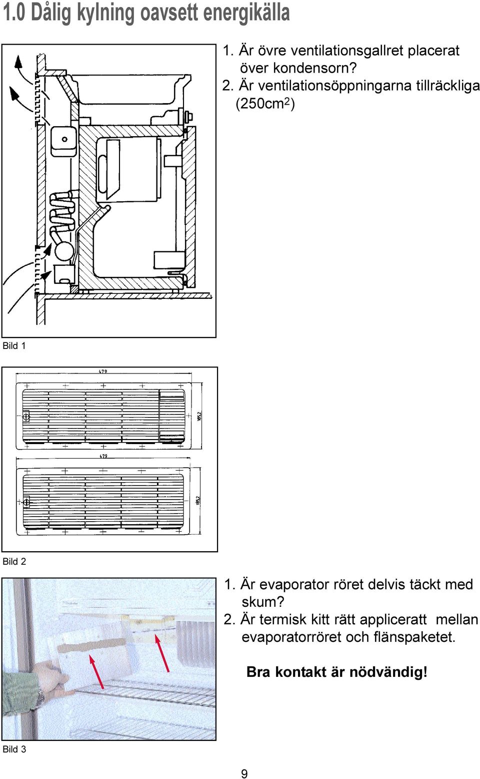 Är ventilationsöppningarna tillräckliga (250cm 2 ) Bild 1 Bild 2 1.