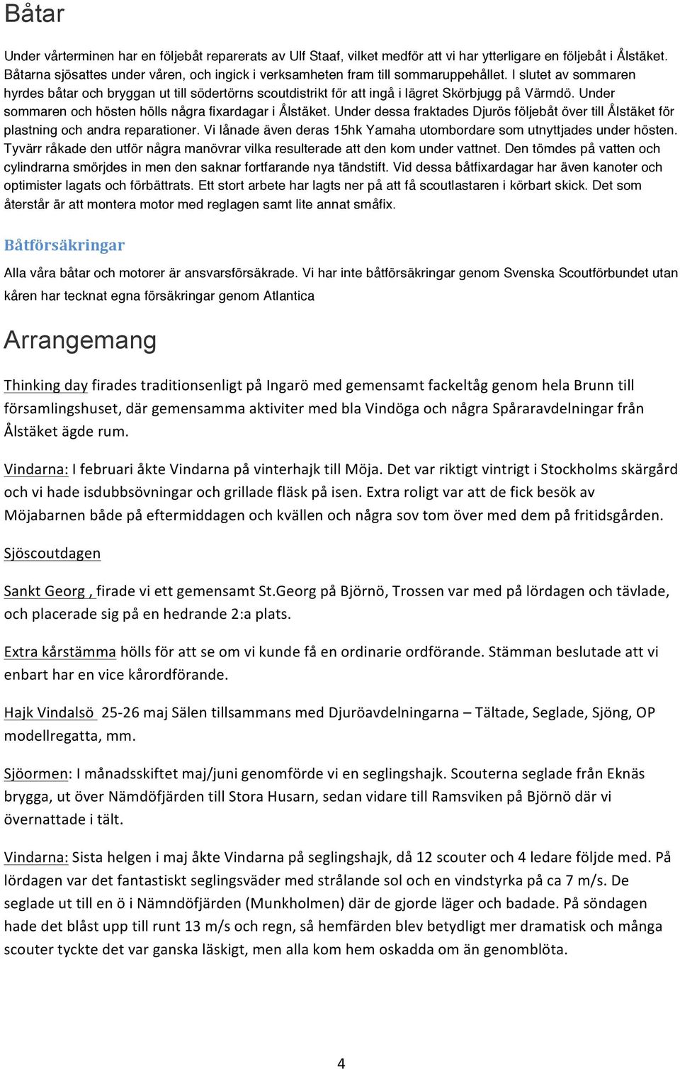 I slutet av sommaren hyrdes båtar och bryggan ut till södertörns scoutdistrikt för att ingå i lägret Skörbjugg på Värmdö. Under sommaren och hösten hölls några fixardagar i Ålstäket.