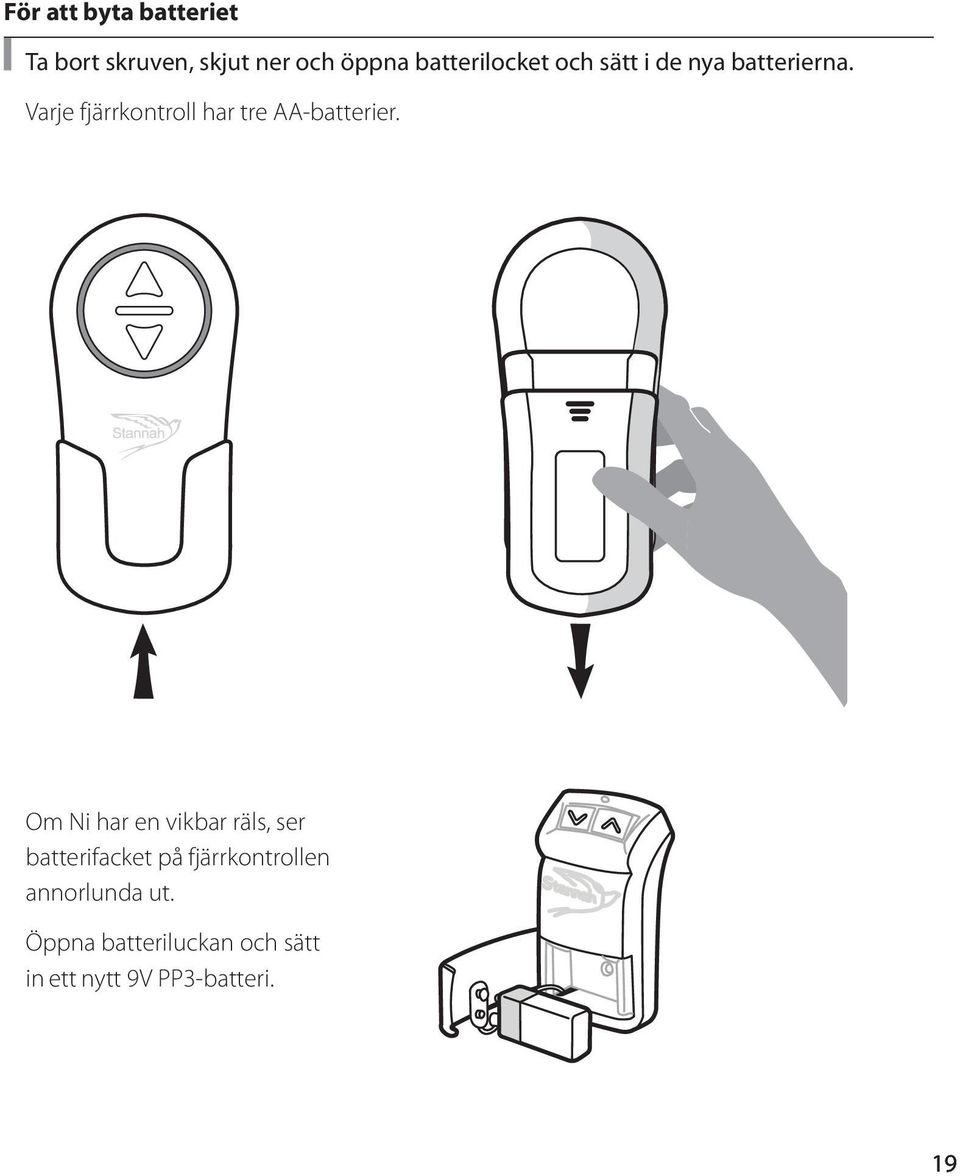 Varje fjärrkontroll har tre AA-batterier.