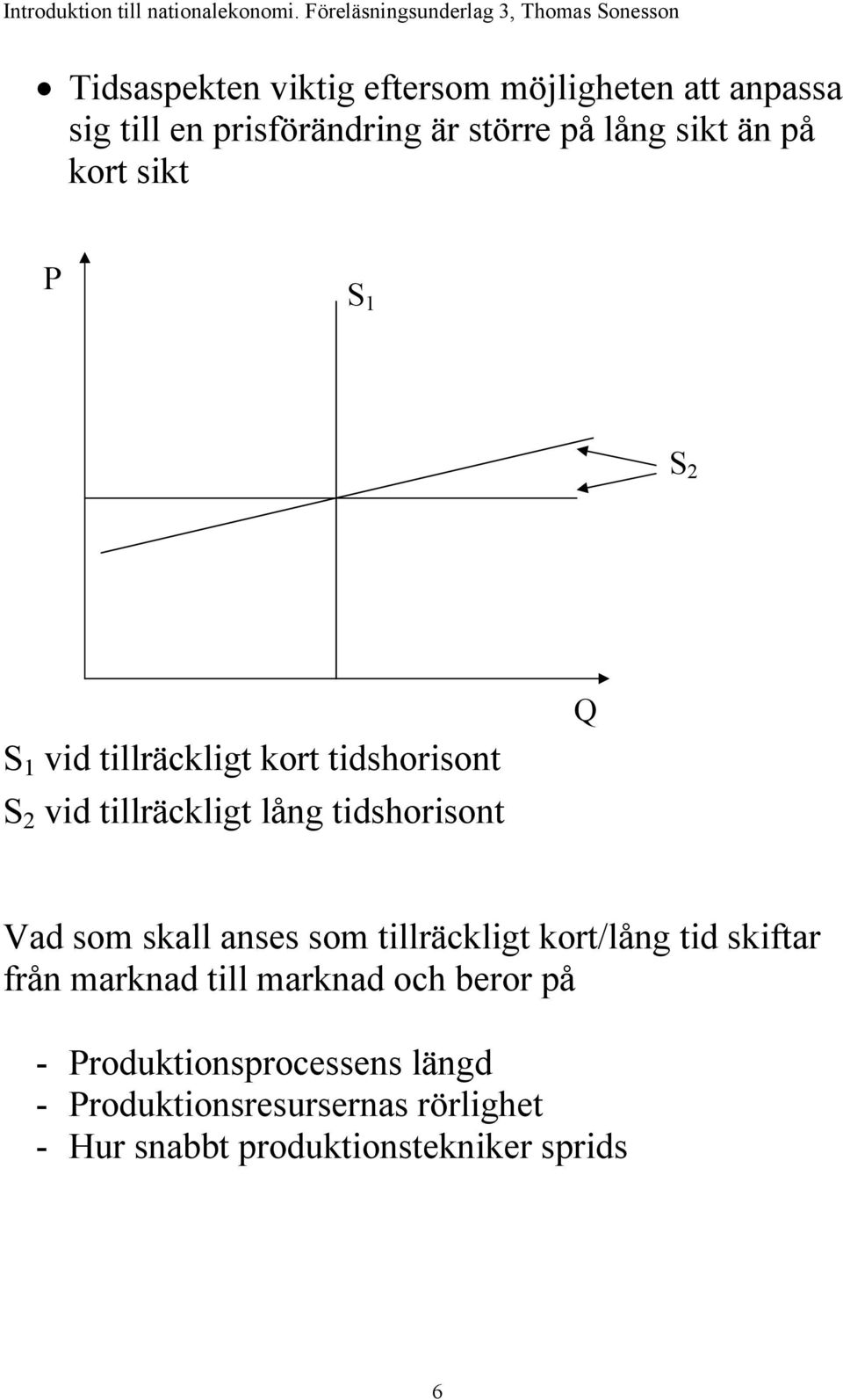 tidshorisont Vad som skall anses som tillräckligt kort/lång tid skiftar från marknad till marknad och