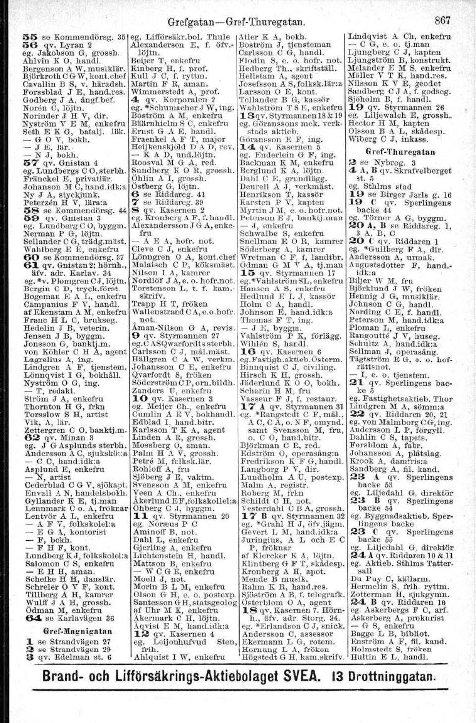 Godberg J A, ängf.bef, 4 qv. Korporalen 2 Noren O, löjtn. ego.schumacher J W, ing. Norinder J H Y, dir. Boström A l\'i, enkefru Nyström V E M, enkefru Bäärnhielm S OJenkefru Seth E K G, batalj. läk.