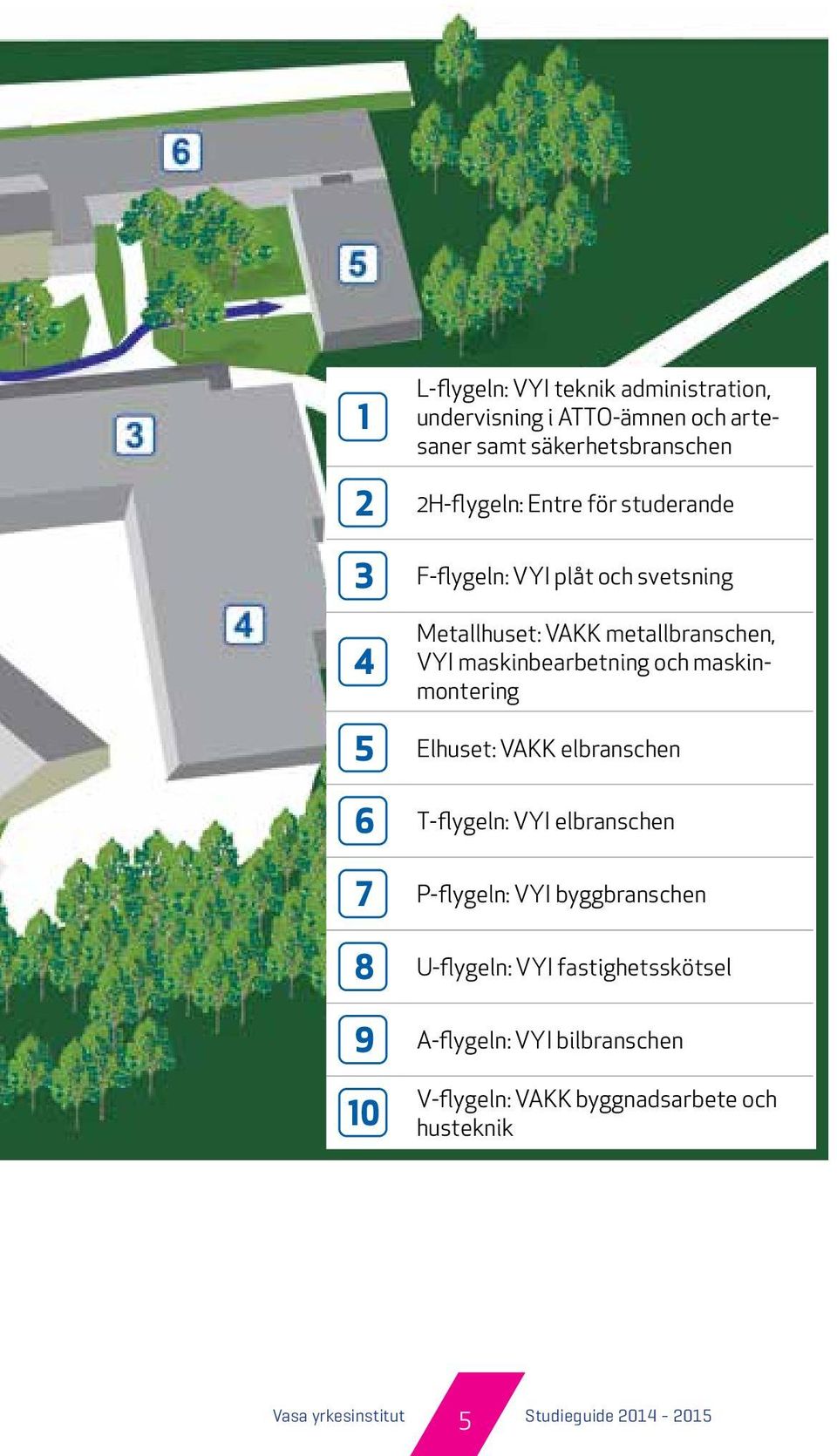 maskinmontering 5 Elhuset: VAKK elbranschen 6 T-flygeln: VYI elbranschen 7 P-flygeln: VYI byggbranschen 8 U-flygeln: VYI