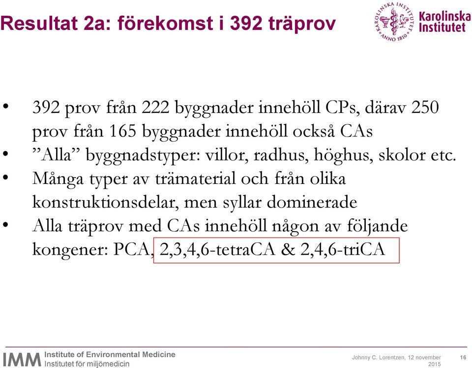 Många typer av trämaterial och från olika konstruktionsdelar, men syllar dominerade Alla träprov