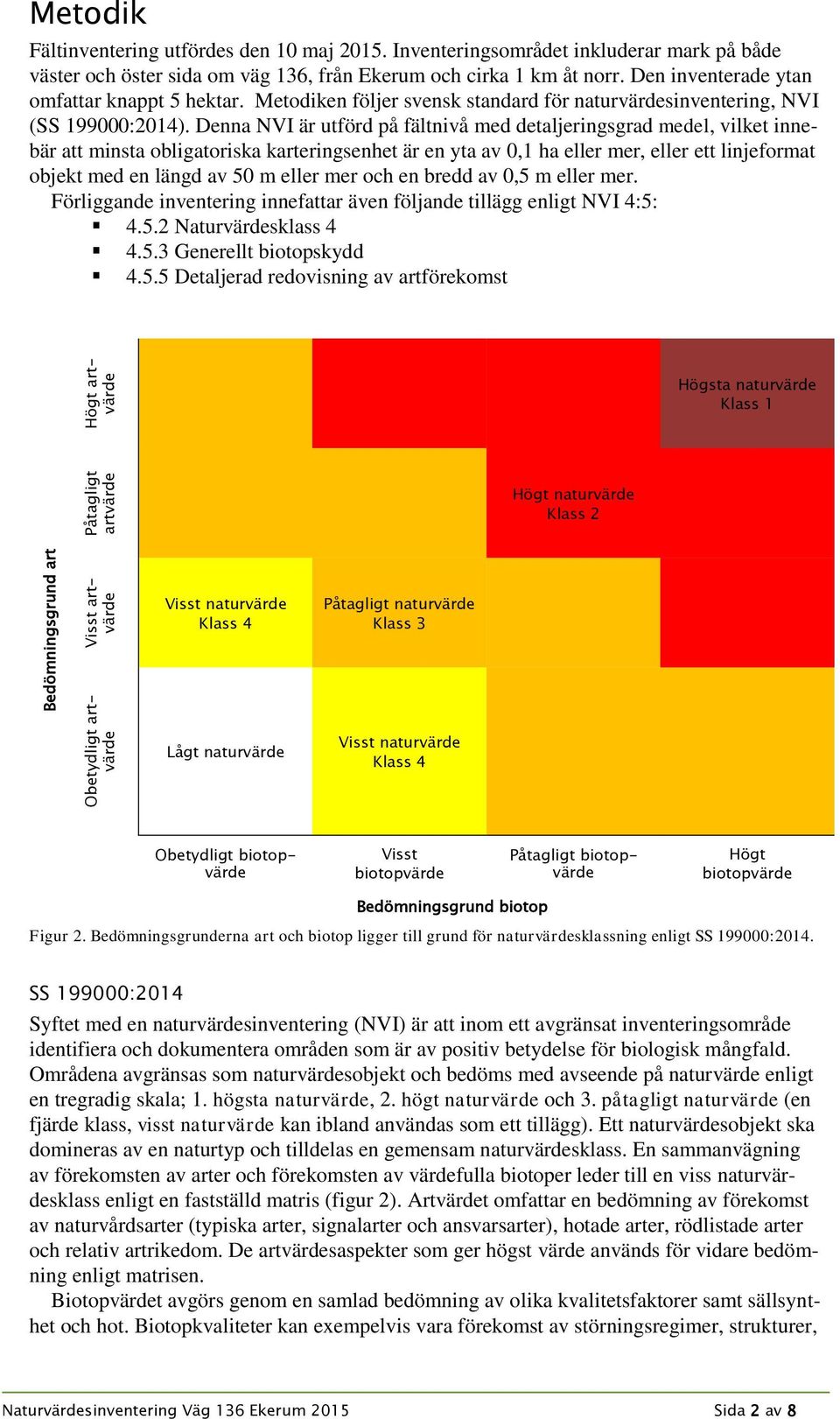 Metodiken följer svensk standard för naturvärdesinventering, NVI (SS 199000:2014).