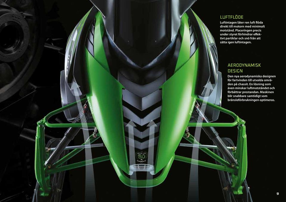 Aerodynamisk design Den nya aerodynamiska designen för fartvinden till utvalda områden på chassit.