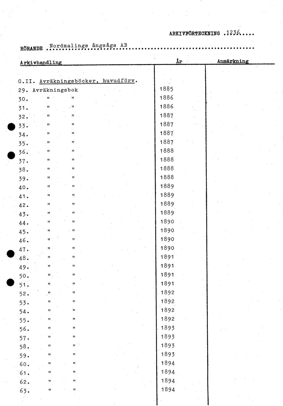 " " 1889 43. 1889 44 11 " 1890 45. 1890 46. " " 1890 47-1890 48. 1891 49. " " 1891 50. 1891 51. 11 11 1891 52. ". 1892 53.