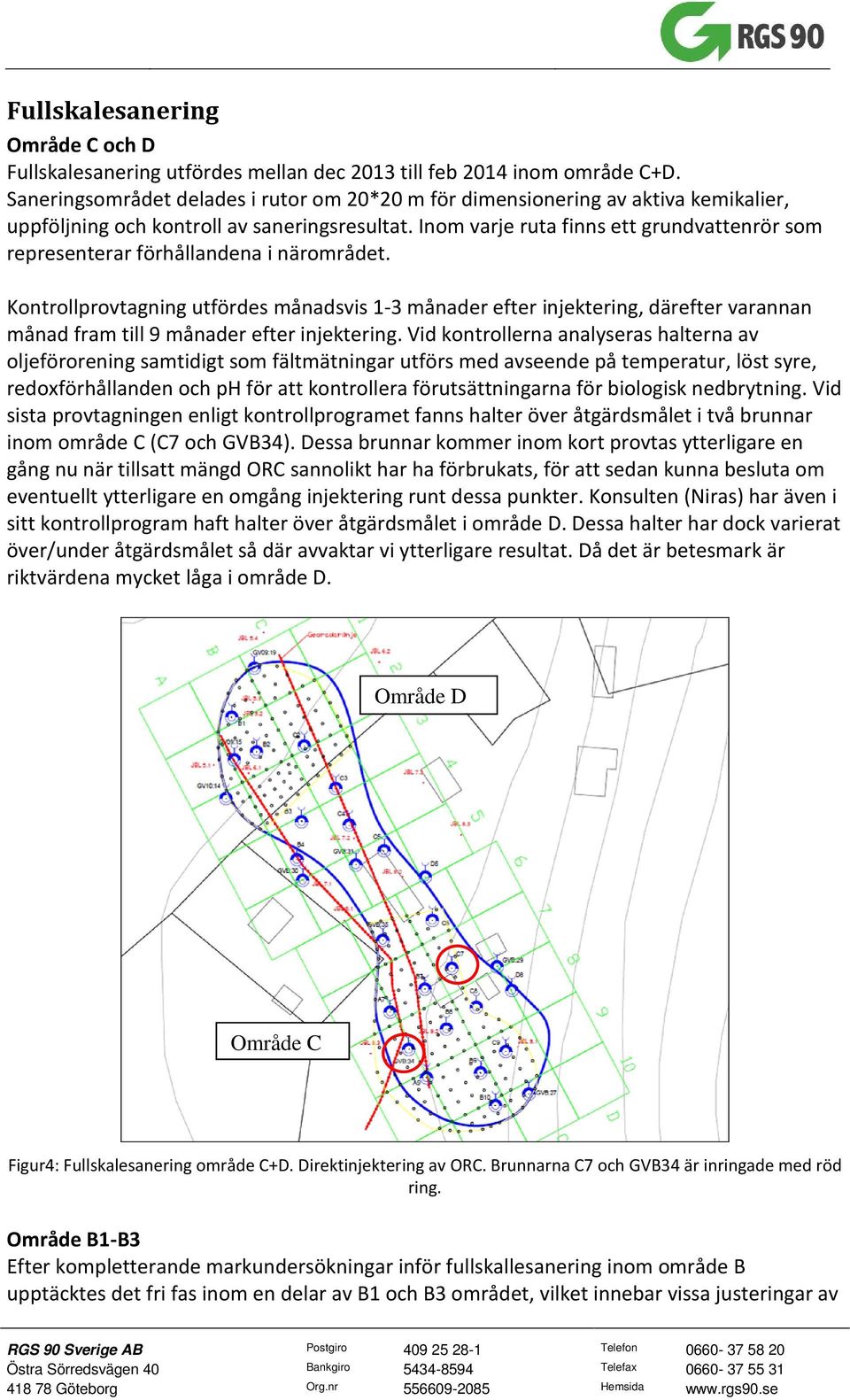 Inom varje ruta finns ett grundvattenrör som representerar förhållandena i närområdet.