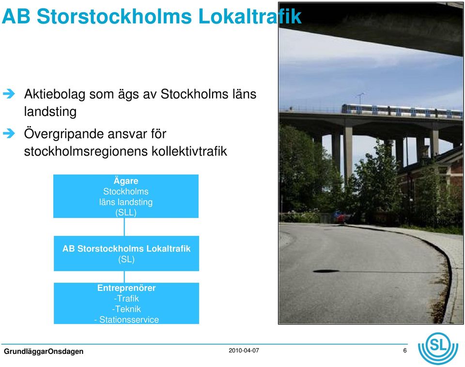 kollektivtrafik Ägare Stockholms läns landsting (SLL) AB