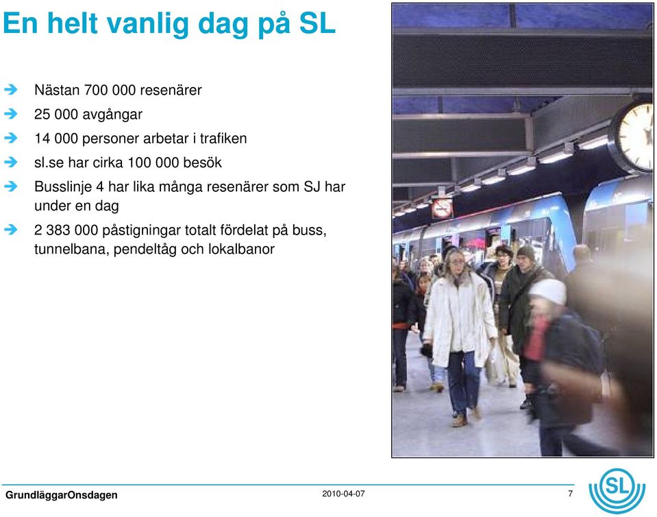 se har cirka 100 000 besök Busslinje 4 har lika många resenärer som SJ