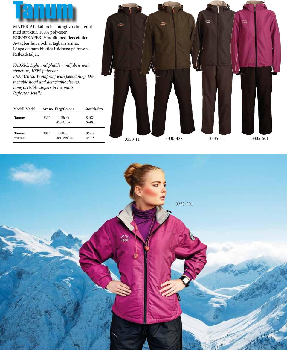 FABRIC: Light and pliable windfabric with structure, 100% polyester. FEATURES: Windproof with fleecelining.
