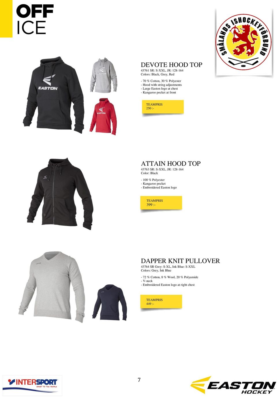 JR: 128-164 - Kangaroo pocket - Embroidered Easton logo 399 :- DAPPER KNIT PULLOVER 43764 SR Grey: S-XL, Ink Blue: