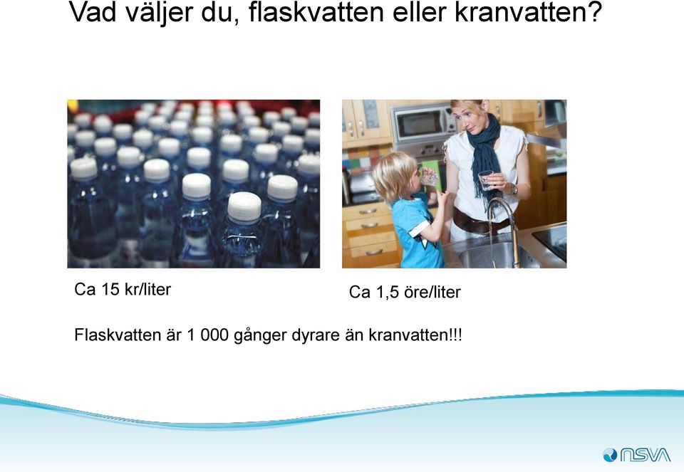 Ca 15 kr/liter Ca 1,5 öre/liter