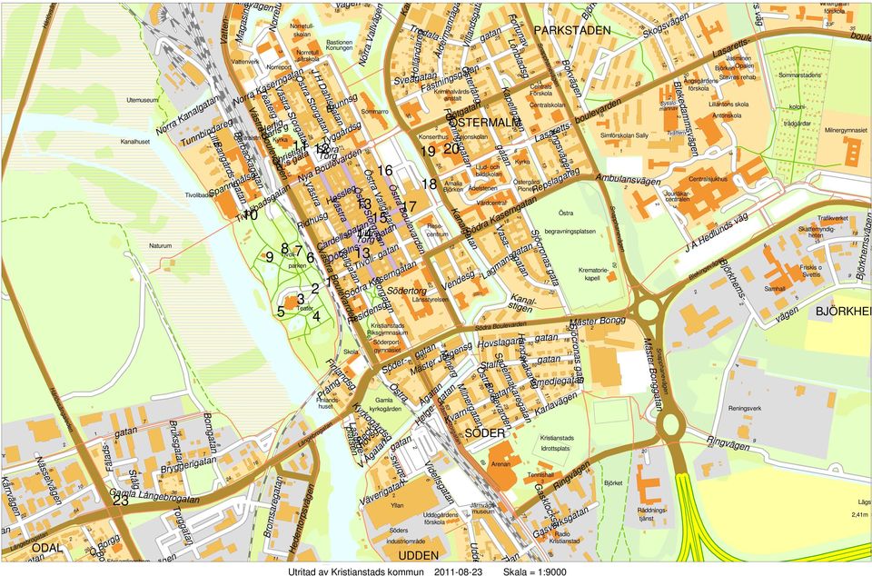 Torg Stora Vendesg Härlövsängaleden Centralsjukhus Ring Räddnings- Teater Snapphane Snapphane Blekinge Ring makareg Östra Milner Karla Hovslagare- Sjöcronas gata Repslagareg Skogs Bok Pråmg Finlandsg