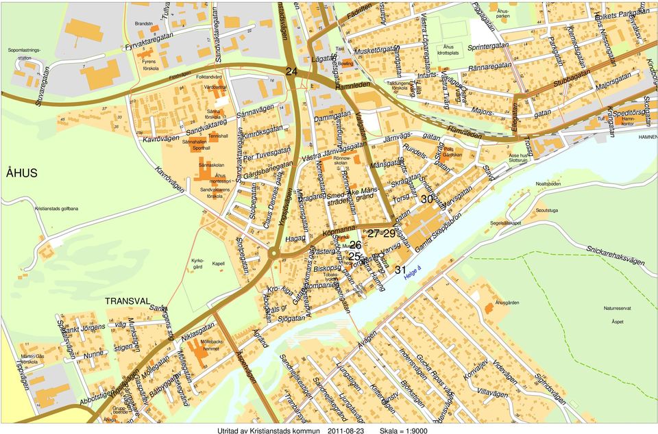 Västra Varvsg Västra Hamng Companieg Påls gr Sankt Jörgens Nunne Sankt Jörgens stig Sandnejlikegränd Västra Löpare 0 0 Infarts Sand Vårdcentral skolan Polis parken Taxi Brandstn Sopomlastnings-