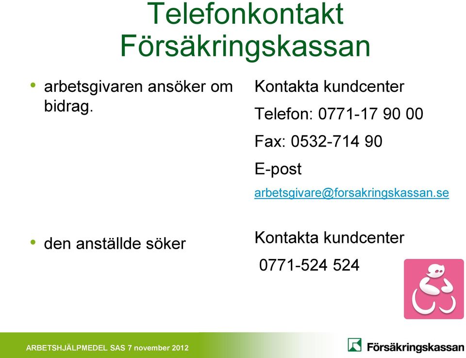 Kontakta kundcenter Telefon: 0771-17 90 00 Fax: