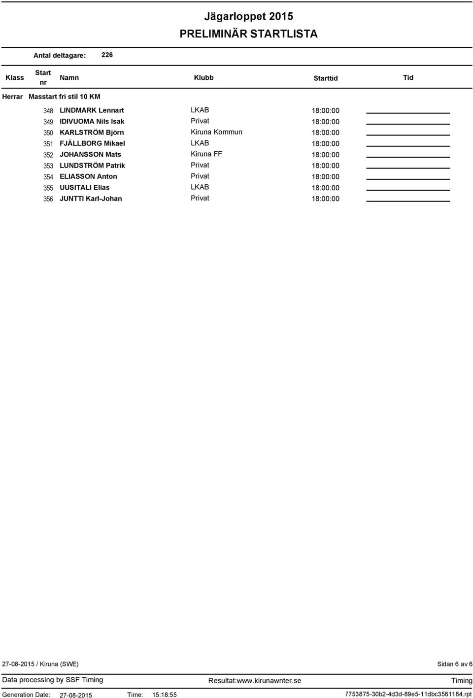 Mats Kiruna FF 353 LUNDSTRÖM Patrik 354 ELIASSON