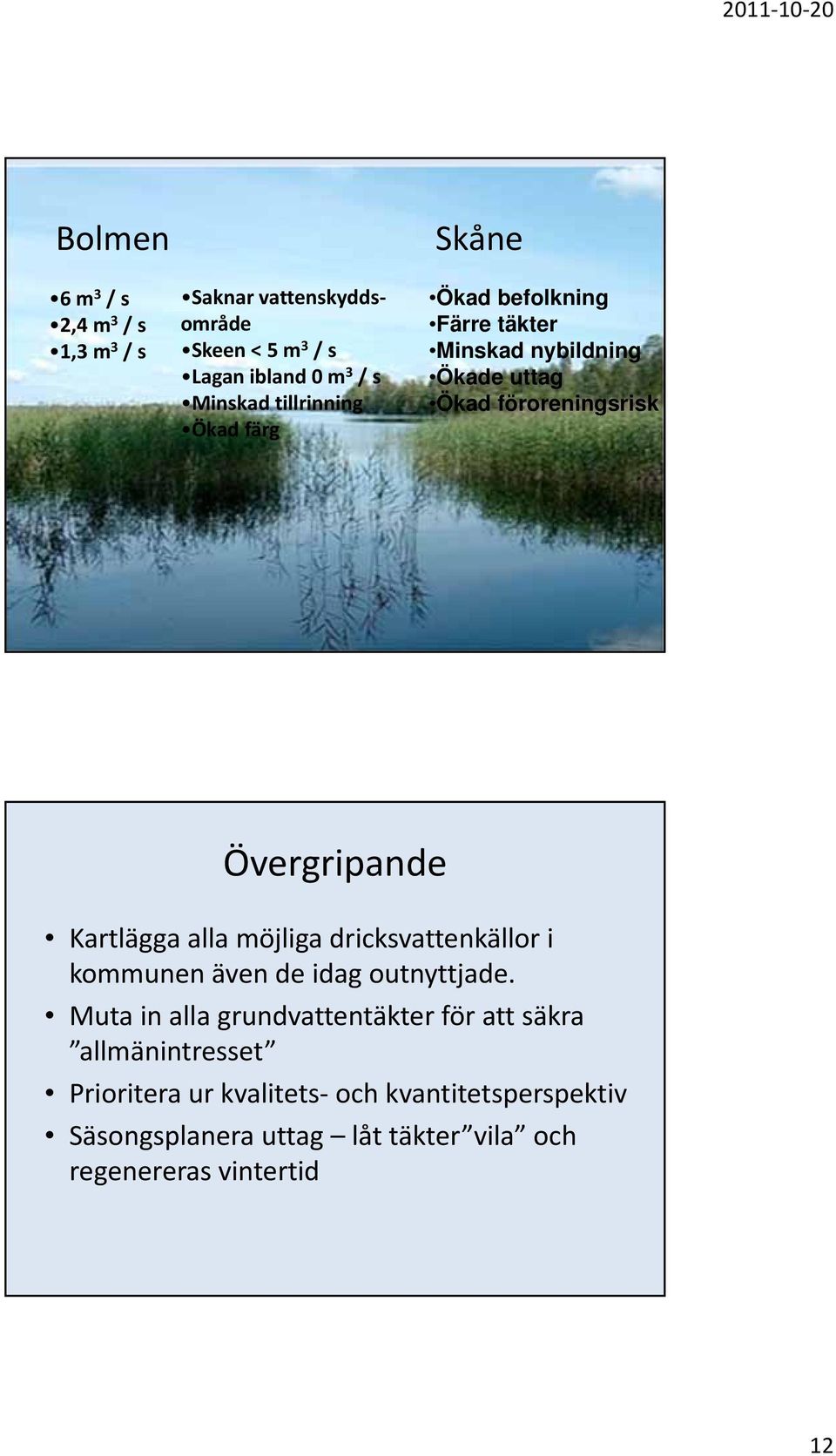 Kartlägga alla möjliga dricksvattenkällor i kommunen även de idag outnyttjade.
