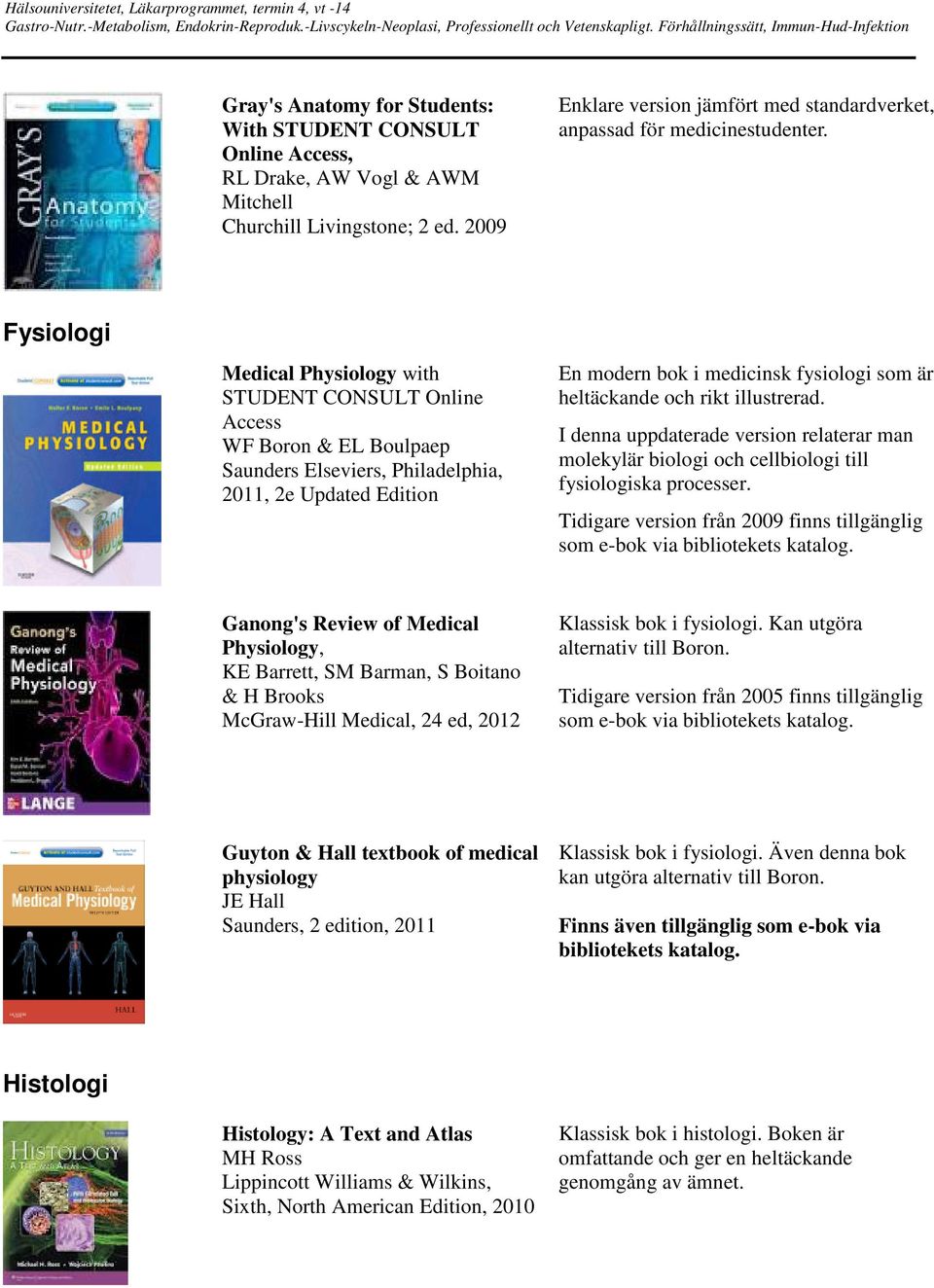 Fysiologi Medical Physiology with STUDENT CONSULT Online Access WF Boron & EL Boulpaep Saunders Elseviers, Philadelphia, 2011, 2e Updated Edition En modern bok i medicinsk fysiologi som är