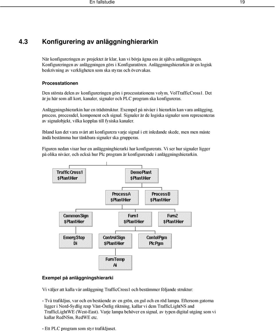 Det är ju här som all kort, kanaler, signaler och PLC program ska konfigureras. Anläggningshierarkin har en trädstruktur.