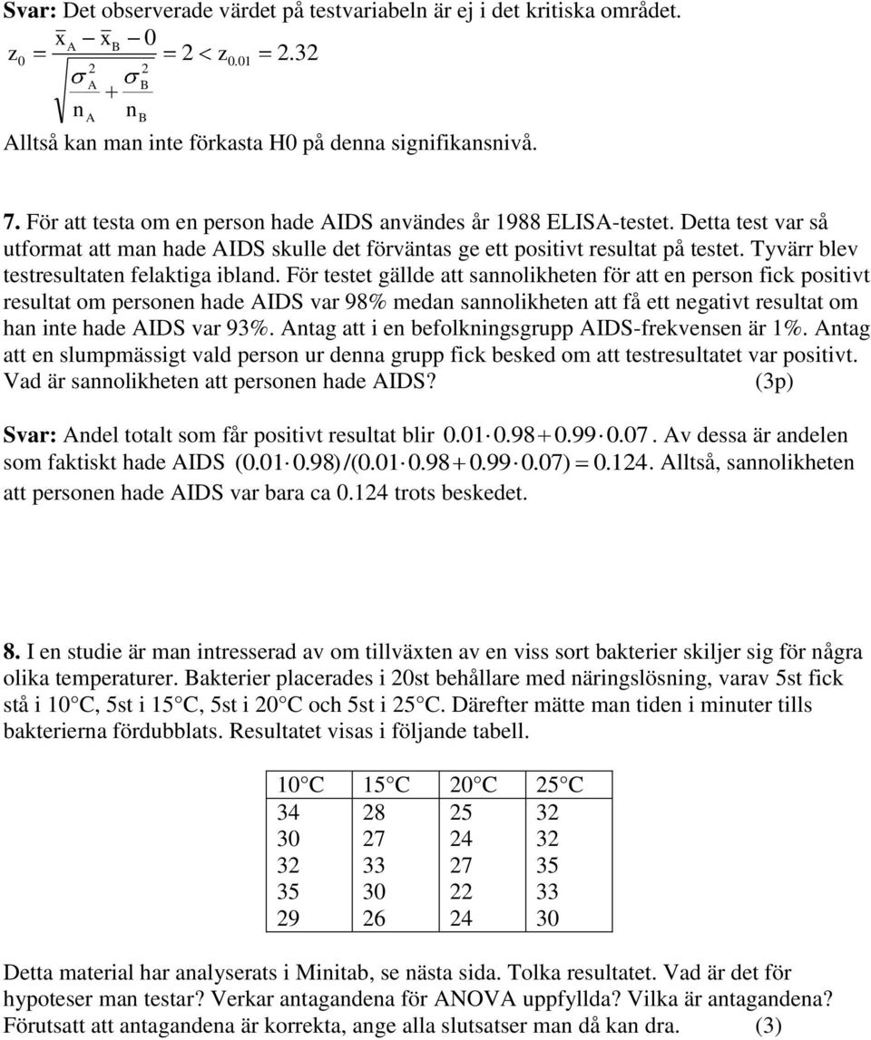 Tyvärr blev testresultaten felaktiga ibland.