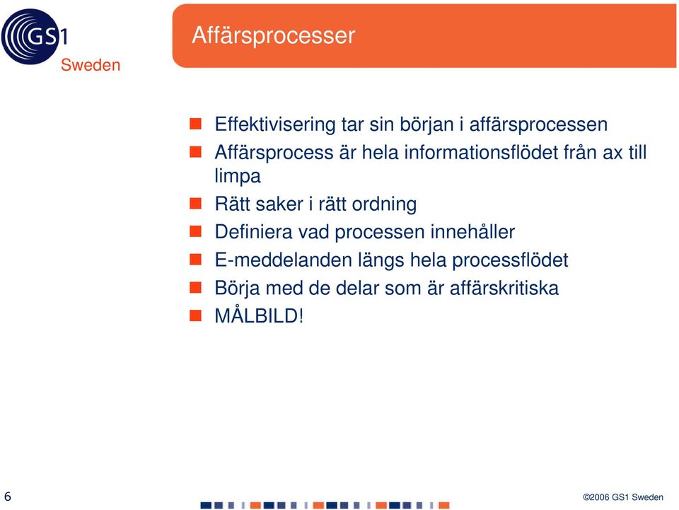 limpa Rätt saker i rätt ordning Definiera vad processen innehåller