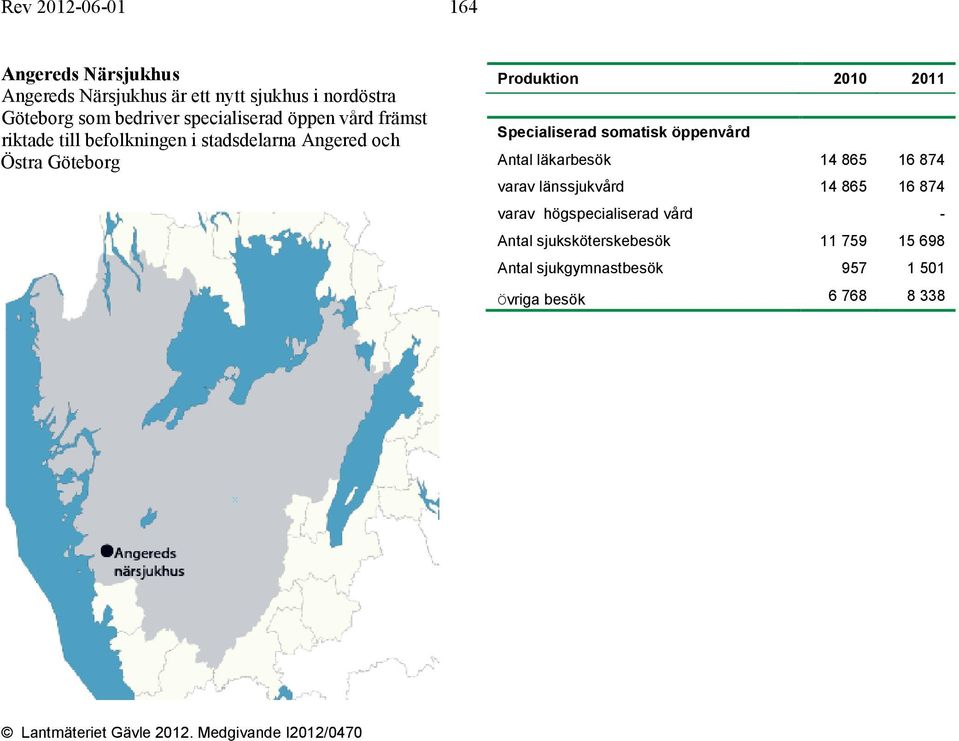 Göteborg Produktion 2010 2011 Antal läkarbesök 14 865 16 874 varav länssjukvård 14 865 16 874 varav