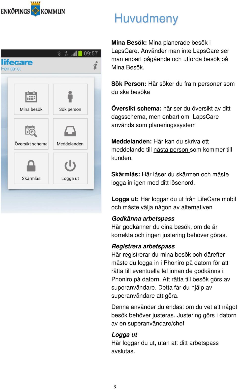 ett meddelande till nästa person som kommer till kunden. Skärmlås: Här låser du skärmen och måste logga in igen med ditt lösenord.