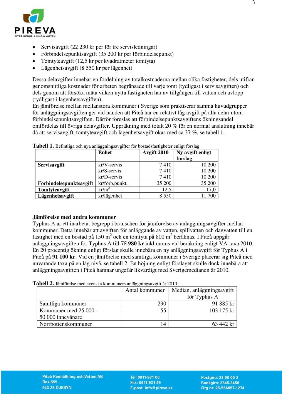 servisavgiften) och dels genom att försöka mäta vilken nytta fastigheten har av tillgången till vatten och avlopp (tydligast i lägenhetsavgiften).