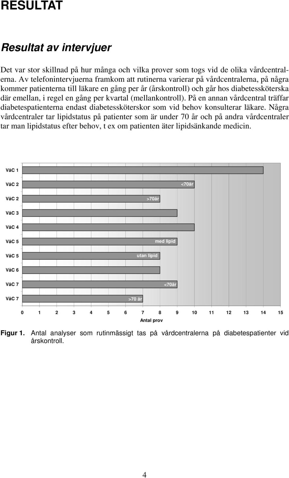 gång per kvartal (mellankontroll). På en annan vårdcentral träffar diabetespatienterna endast diabetessköterskor som vid behov konsulterar läkare.