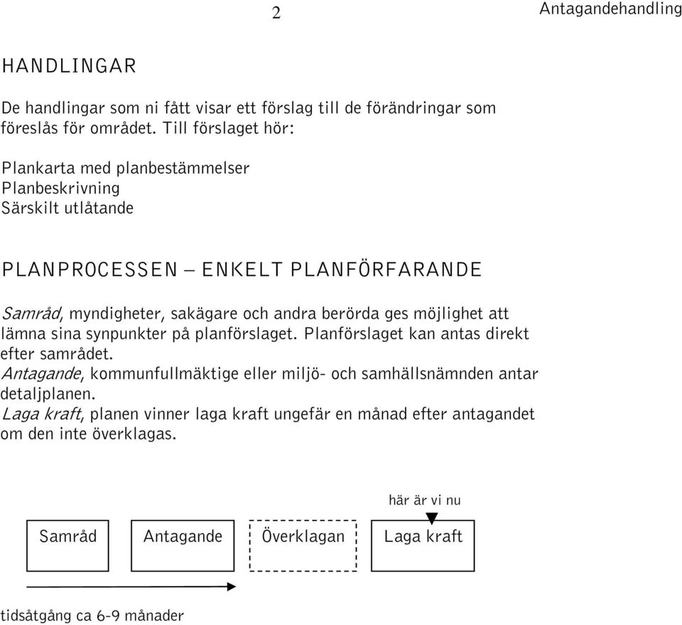 berörda ges möjlighet att lämna sina synpunkter på planförslaget. Planförslaget kan antas direkt efter samrådet.