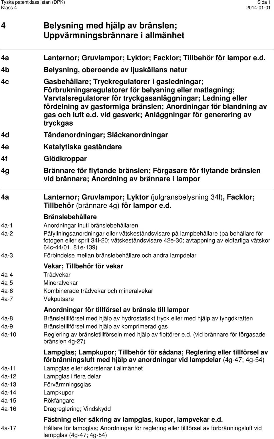 hjälp av bränslen; Uppvärmningsbrännare i allmänhet 4a 4b 4c 4d 
