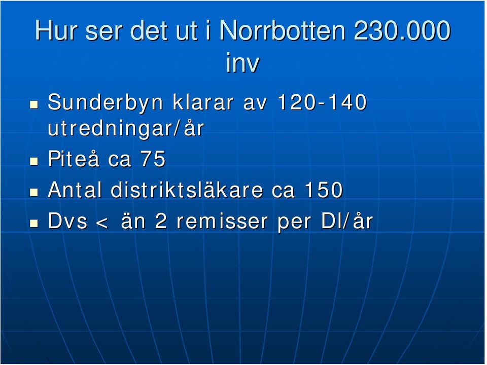 utredningar/år Piteå ca 75 Antal