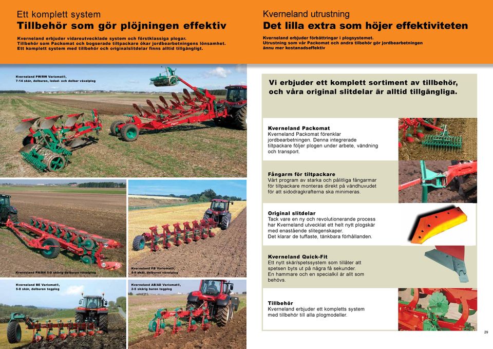 Kverneland utrustning Det lilla extra som höjer effektiviteten Kverneland erbjuder förbättringar i plogsystemet.